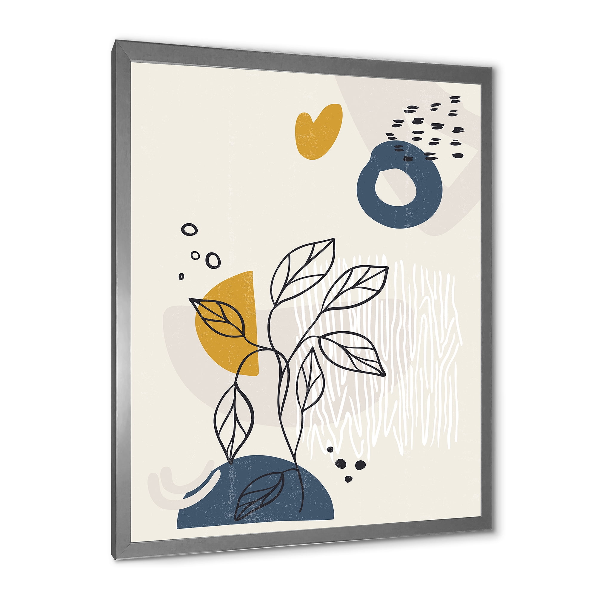Designart 'Ancient Boho Art Minimalistic Flowers II' Modern Framed Art Print