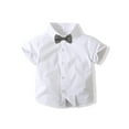 thumbnail image 4 of vera natura Toddler Boys Summer Outfit Sets White Short Sleeve Button Shirt + Solid Color Suspender Shorts, 4 of 9