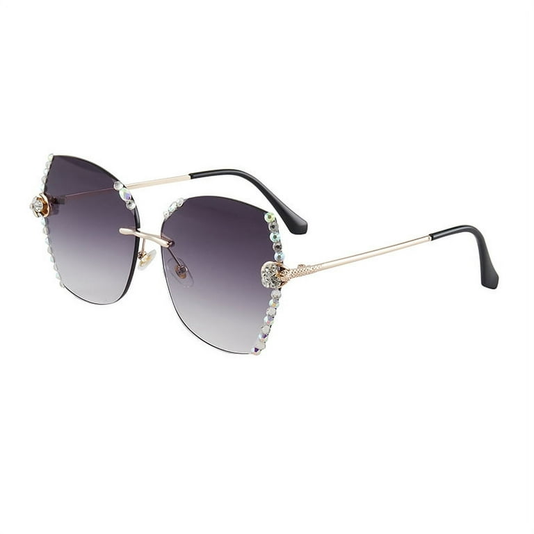 Diamond Cut Edge Rimless Two-tone Sunglasses