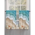 thumbnail image 3 of Tier Curtains 45 Inches Long, Coastal Beach Ocean Window Treatment Curtain Drapes, Nautical Starfish Shells Conch Small Curtain Drapes for Bathroom Laundry Room, 27.5"x45", 2 Panels, 3 of 7