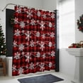 thumbnail image 4 of Christmas Snowflakes Bathroom Shower Curtain Winter Blue Waves Retro Red Black Plaid Waterproof Washable Shower Curtains for Bathtub Bath Decor with Grommets and Hook 54 X 78 Inch, 4 of 8