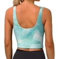 thumbnail image 3 of Lsque Blue Marble Printed Women'S Sports Bra, Compression, Moisture Wicking, High-Impact Sports Bra For Women,Supportive sports bra-Small, 3 of 9