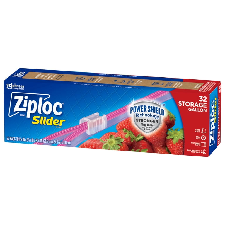 Ziploc Brand Slider Storage Bags, Sealable, Freezer Safe, Gallon