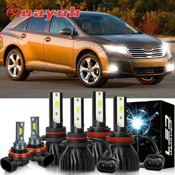 Bright 6000k Quayub Bulbs For Toyota Venza 2009 2010-2016 6x LED Headlight   Fog Light Bulbs Combo Kit