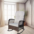 thumbnail image 5 of Stylish Rattan Rocking Chair with Tall Backrest and Wide Armrests in Dark Brown, Perfect for Your Garden or Backyard, 5 of 8