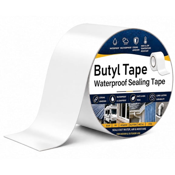 RV Roof Butyl Sealant Waterproof Tape, 4 Inch X 50 Feet RV Repair Sealant Tape, Stop Camper Roof Leaks, Weatherproof and Reliable (4In-50FT White)