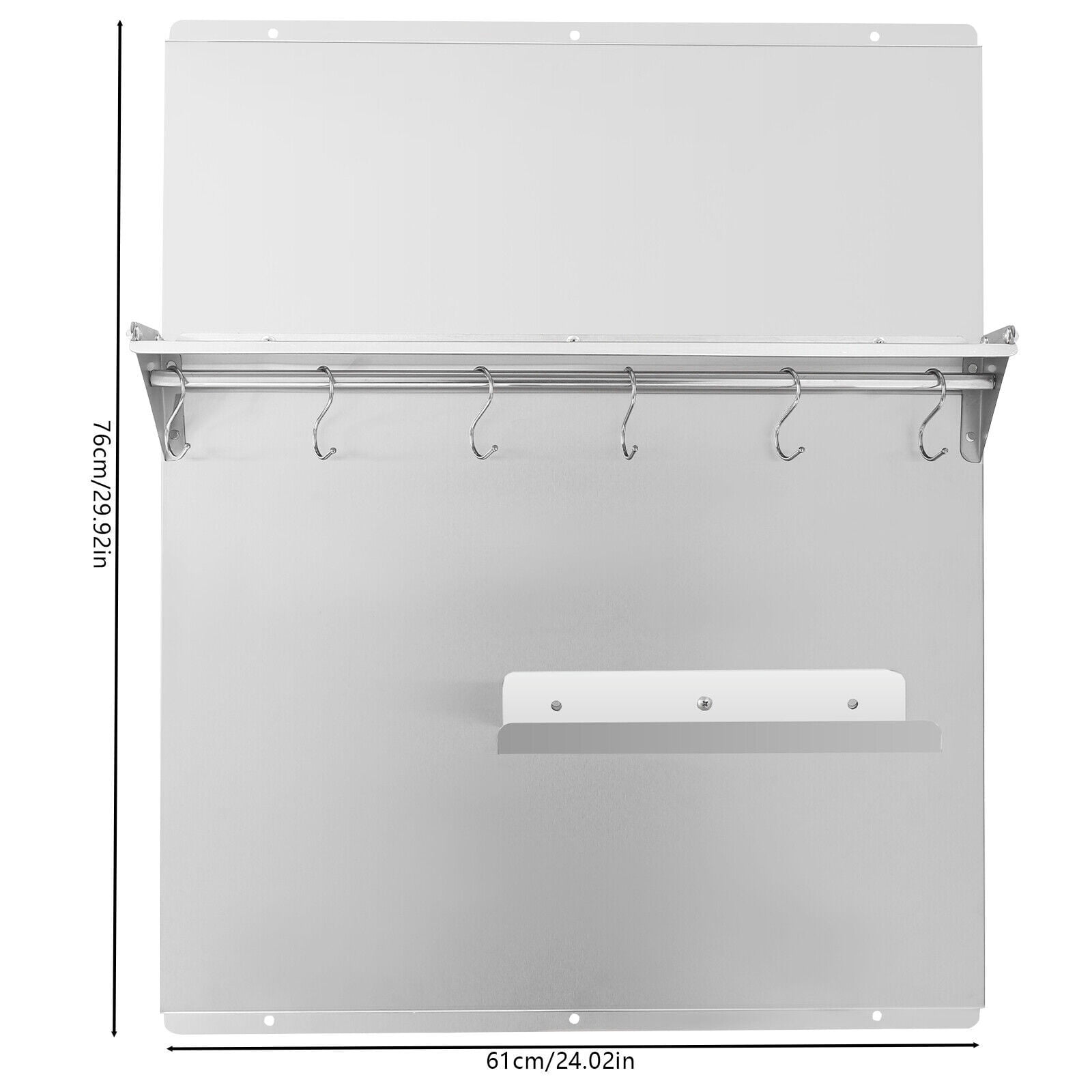 Stainless Steel Range Backsplash with Shelf & Hooks, 24 X 30 Inch Wall Mounted Stove Splatter Guard, Heat Resistant Kitchen Backsplash Panel with Knife Rack