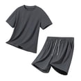 thumbnail image 4 of SOOMLON Young Mens Workout Sets Big and Tall Crew Neck Viscose Shirts Lightweight Shorts Short Sleeve Clothing Set, 4 of 6