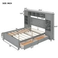 thumbnail image 4 of Full Size Bed Frame with Bookcase Headboard & 4 Drawers, Captains Bed with Charging Station, Wood Storage Bed for Kids Teens Adults, Gray, 4 of 9