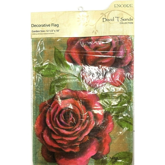 Encore Decorative Garden Flag - Red Roses (12.5" x 18") Double-Sided