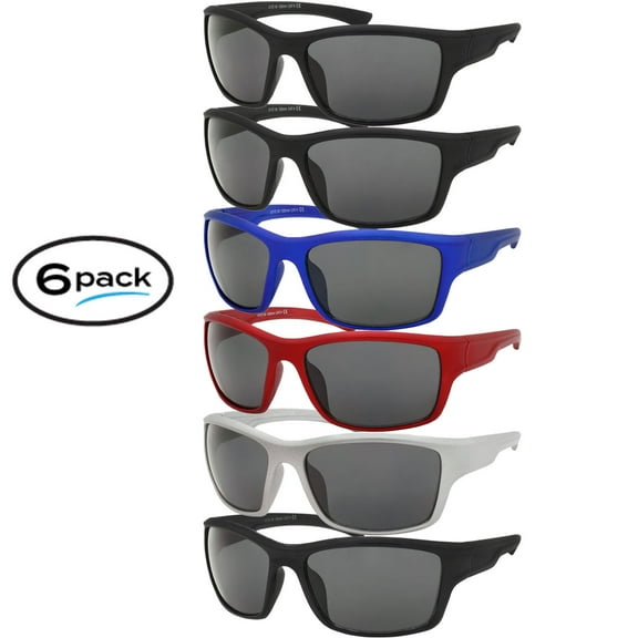Sport Sunglasses Mens 6 Pack Glasses Wrap Style Value Biker Classic