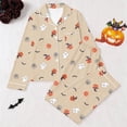 thumbnail image 2 of Ruiwill Women'S Halloween Pajamas Long Sleeve Lapel Pjs Pumpkin Print Tops With Pants Women 2 Pieces Pajamas Set Khaki, 2 of 3