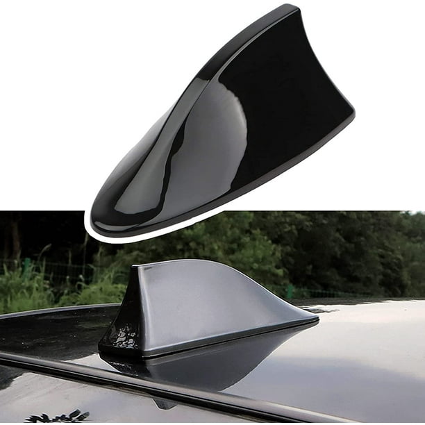 Antena de aleta de tiburón para coche, antena de radio FM universal impermeable para montaje en techo con base adhesiva impermeable (negra)