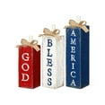 thumbnail image 2 of Pack Of 3, Retro Patriotic Solid Wooden Standing Table Decoration With Burlap Bow, For American Independence Day Party And Daily Home Decor For Family And S, 2 of 8