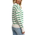thumbnail image 3 of jinghuiyue Womens V Neck Sweater Long Sleeve Polo Striped Pullover Sweater Casual Knitted Loose Fall Tops XL, 3 of 6
