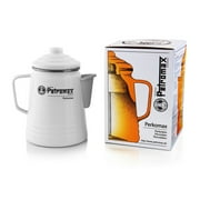 Petromax Tea and Coffee Percolator, Use Indoor/Outdoors for Home Kitchen or Campfire, Enameled Steel Coffee and Tea Pot Brews to your Taste, 5-6 Cup Capacity, White