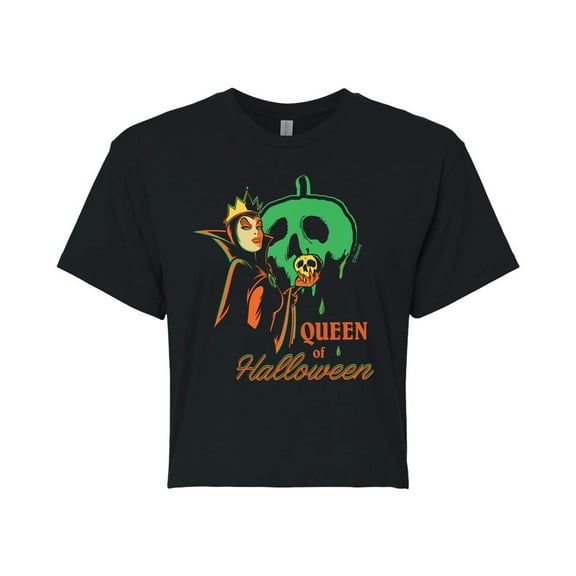 Disney Villains - Queen of Halloween - Juniors Cropped Cotton Blend T-Shirt