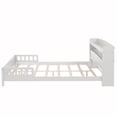 thumbnail image 5 of Full Bed with Storage, Pine Wood Platform Bed with Bookcase Headboard, LED Motion Sensor Night Light, Bed Guardrails, White, 5 of 6