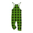thumbnail image 5 of GERsome Girls' Jumpsuits & Rompers Sleeveless Classic Plaid Long Pants Romper Loose Spaghetti Strap Kids V-Neck Casual Overalls with Pockets 5-14 Years（Size 11-12 Years/Green), 5 of 6