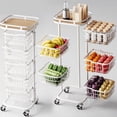thumbnail image 1 of Carrito de almacenamiento de cocina Ocyfym de 5 niveles, blanco, organizador con ruedas, 1 of 9