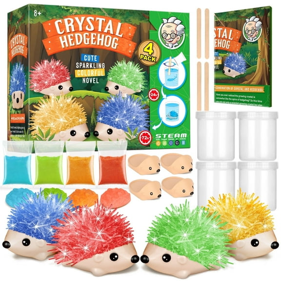 Piano Potato Crystal Growing Kit , 4 Vibrant Colored Hedgehog to Grow - STEM Science Kits for Kids , Great Gifts Idea for Child Age 8  Boys and Girls