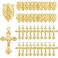 thumbnail image 1 of 60 piezas de dijes de crucifijo de 2 estilos, eslabones ovalados para componentes de candelabro, colgantes de metal con temática de Pascua, dije de eslabón dorado., 1 of 5