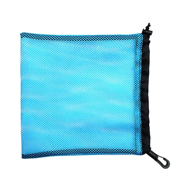 Bolsa de malla de nailon duradera con cierre de cordón, bolsa de malla grande para golf, tenis Azul
