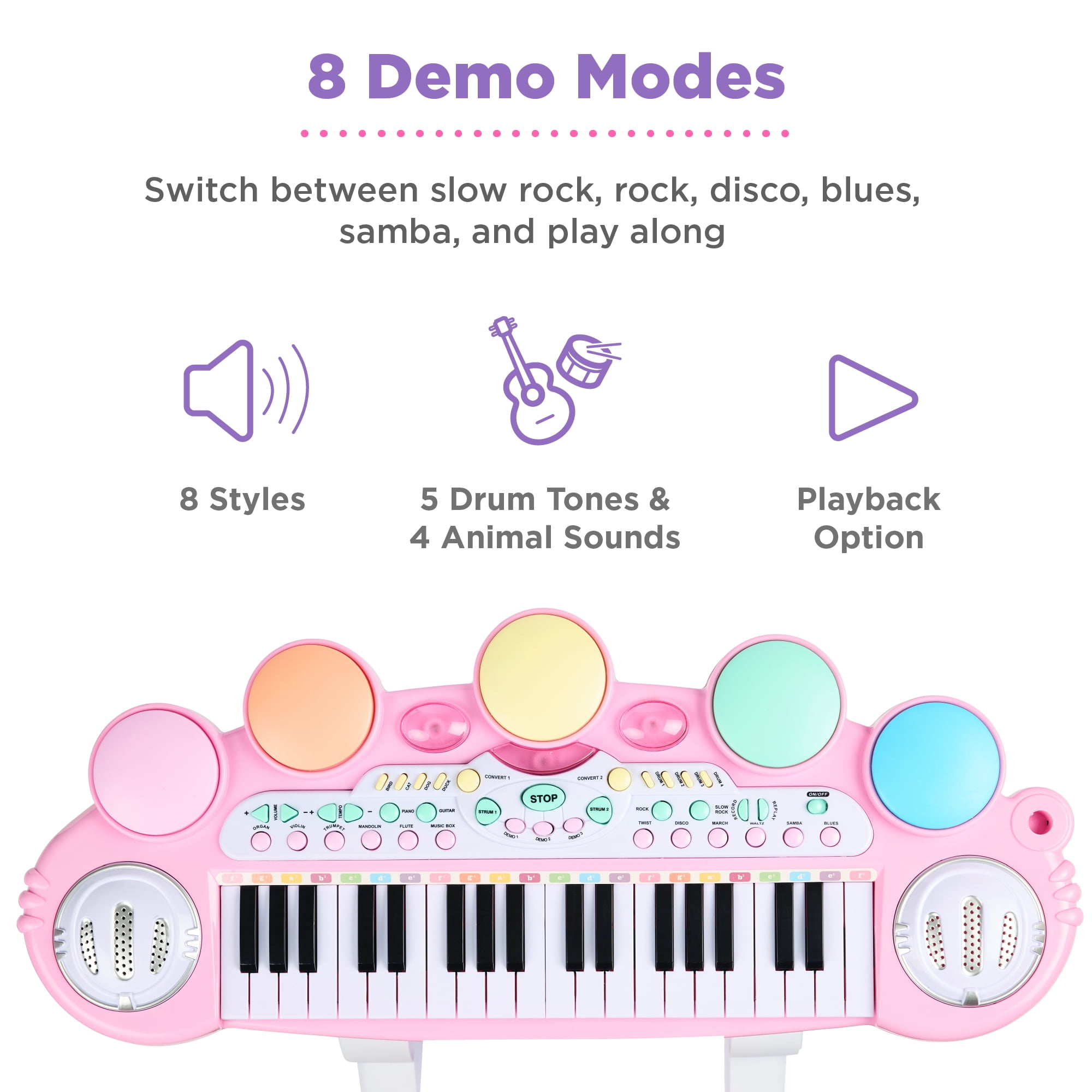 Best Choice Products 37-Key Kids Electronic Piano Keyboard w/ Multiple Sounds, Lights Microphone, Stool - Light Pink