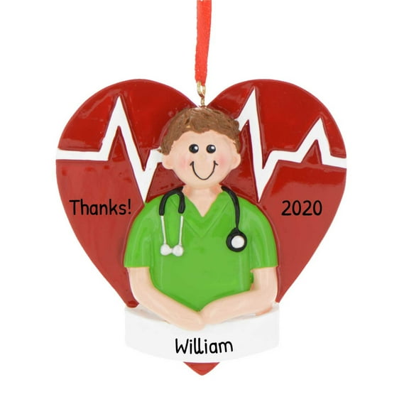 Ornaments by Elves Personalized Male Medical Staff in Heart Christmas Tree Ornaments 2024 .25lbs