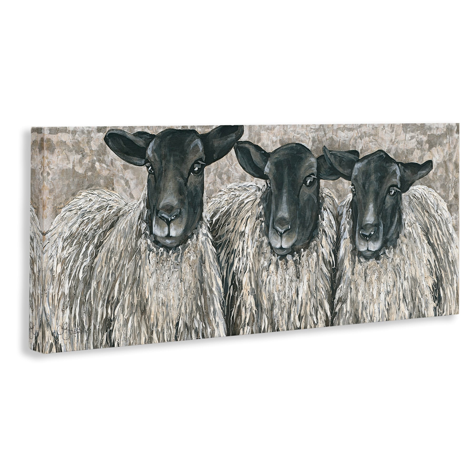 Stupell Industries Three Sheep Trio Rural Farm Animal Portrait Painting Gallery Wrapped Canvas Print Wall Art, Design by Hollihocks Art