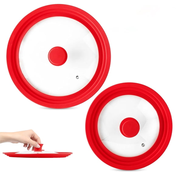 Juego de 2 Tapas Universales Modernas de Silicona Roja