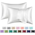 thumbnail image 1 of POWKOL - Funda de almohada de satén para cabello y piel, paquete de 2 fundas de almohada de satén de seda, tamaño estándar (juego de 2), funda de almohada sedosa con cierre tipo sobre (50,8 x 66,0, 1 of 6