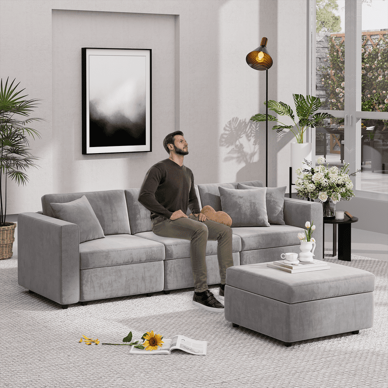 y/a  Yeahumalia Square Ottoman Module for Modular Sectional Sofa