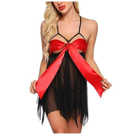 

Yubnlvae Hollow Festival Red Thong Christmas Nightdress Women Underwear Set Lingerie