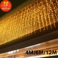 thumbnail image 2 of Guirnalda de luces LED de 4 m, 6 m y 12 m con forma de carámbano, guirnalda navideña de luces LED para exteriores, cortina para decoración de terraza, fiestas, bodas y Año Nuevo, 2 of 5