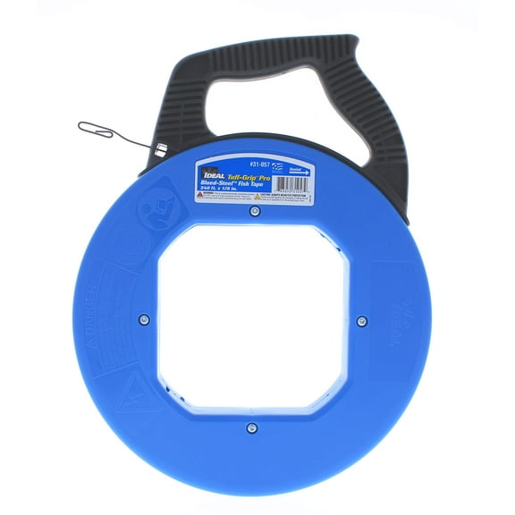 IDEAL Electrical 31-057 Blue Steel Fish Tape 240 ft. Blued Steel Fish Tape w/ Formed Hook & Tuff-Grip Pro Case, Non-Oily Finish, Laser Etched Increments CA2