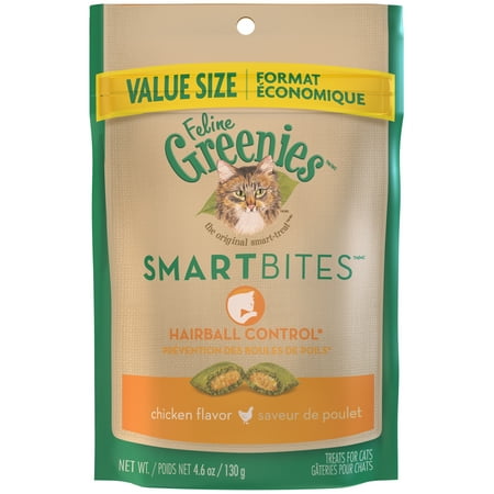 (3 pack) Greenies Feline SmartBites Hairball Control Cat Treats Chicken Flavor, 4.6 oz. (Best Hairball Treats For Cats)