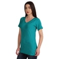 thumbnail image 4 of Inkmeso Basic V-neck Jersey T-shirt Short Sleeve Long Length Tee Workout Top For Womens, 4 of 8
