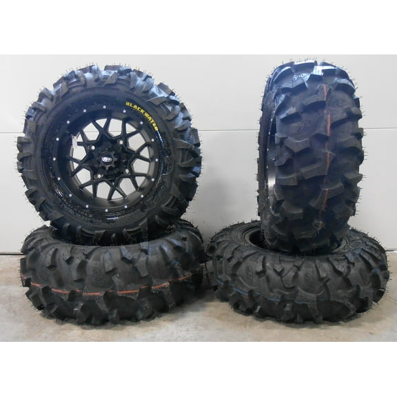 ITP Hurricane 14" Wheels Black 28" Blackwater Tires Yamaha Viking Wolverine YXZ1000R CFMoto ZForce 950 UForce 1000