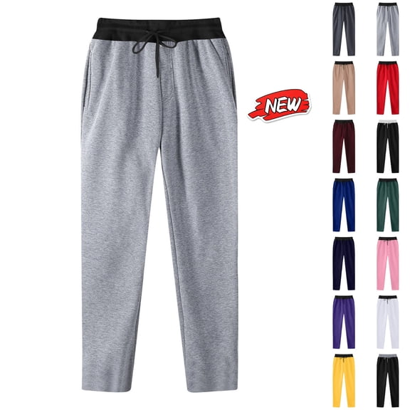 qafoshin Colorblock Straight Leg Sweatpants for Men Casual Athletic Elastic Drawstring Waist Pants with Pockets
