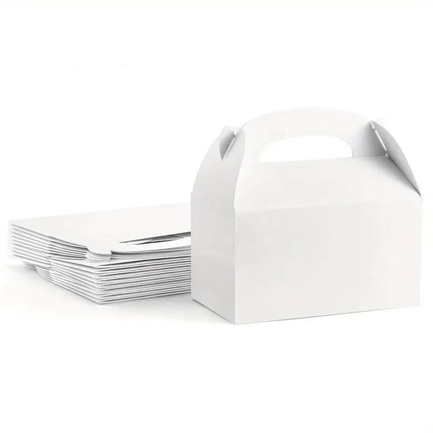 Caja de regalo de papel kraft blanco con asa, 10 unidades, 12 x 6 x 8 cm