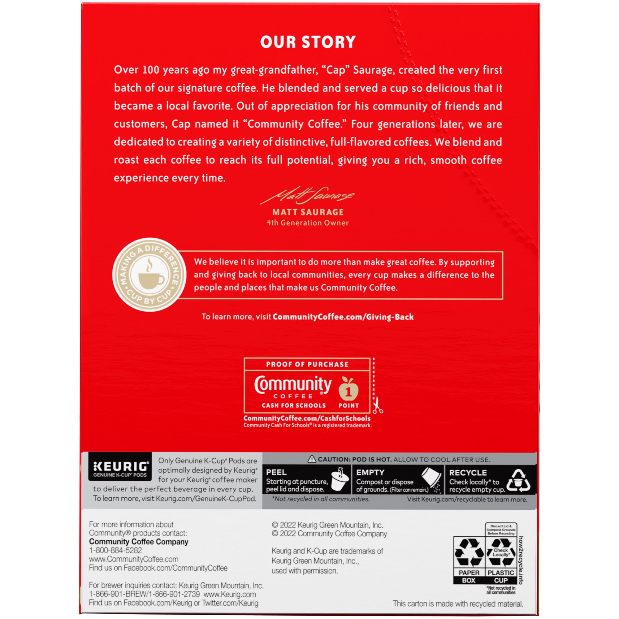 Community Coffee Café Special® Decaf Medium-Dark Roast Single Serve Keurig K-Cup Pods 24 ct Box