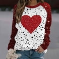 thumbnail image 2 of Penkiiy Ladies Round Neck 2025 Shirt Loose Long Sleeve Comfy Tshirt Valentine's Day Slim Plus Size Love Heart Printed Tops S Red, 2 of 5