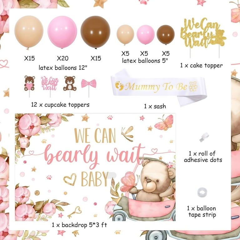 Pink brown baby on sale shower tableware