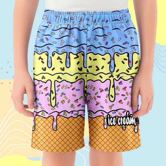 HAYIMI Toddler Girls Kids Comfortable Ice Cream Shorts Casual Baseball Shorts With Elastic Waistband And Pockets For Daily Wear Comfort Solid Color Shorts Bottoms