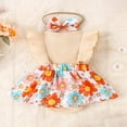 thumbnail image 3 of Bébé Filles Robe Romper Mouche Manches Floral Romper + Bandeau Noeud, 3 of 9