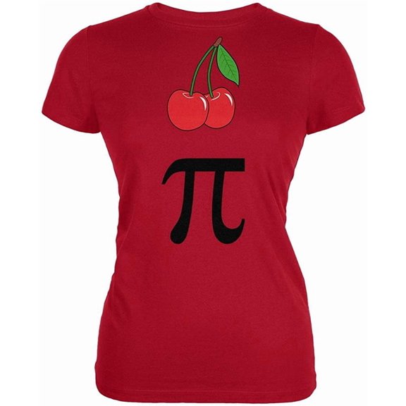 Halloween Women's Juniors Math Pi Costume Cherry Day Short Sleeve Graphic Tee