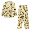 thumbnail image 2 of DISNIMO Cow Sunflower Print Women Pajama Sets 2 Piece Pj Lounge Sets Long Sleeve Sleepwear with Long Pants Casual Loose Nightwear with Pocket Button Down Loungewear, XS, 2 of 7
