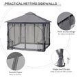 thumbnail image 6 of Outsunny 10' x 10' Patio Gazebo, Double Roof Outdoor Gazebo Canopy Shelter with Netting, Steel Corner Frame for Garden, Lawn, Backyard and Deck, Dark Gray, 6 of 9