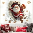 thumbnail image 5 of Festive 3D Santa Snow Gift Wall Stickers - Self-Adhesive Removable Holiday Decor, Broken Wall Effect Design, Perfect for Home Living Room Bedroom Christmas Festive Decoration, 16.9*19.6in, S, 5 of 7